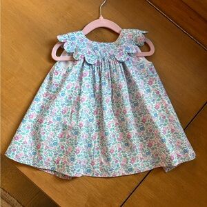 Jacadi Floral Baby Dress with Pink and Blue Accents